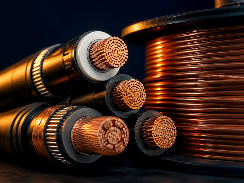 High voltage industrial power cables and copper wiring