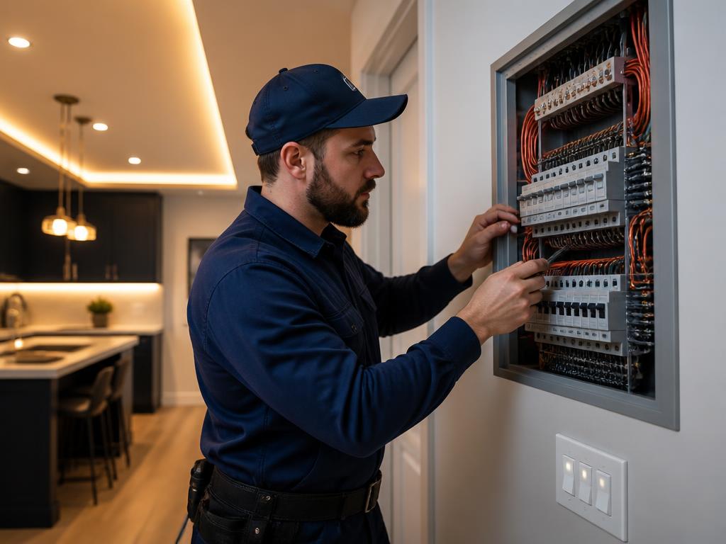 Residential electrical wiring, sockets, switches and lighting installation